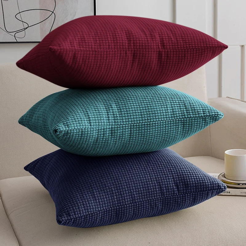 Pack of 2 40x40-70x70 Solid Color Jacquard Cushion Cover for Sofa Office Waist Cushion Cover Home Decorative Pillowcase Decoration
