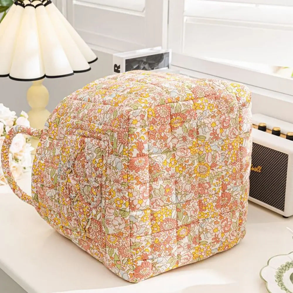 Floral Fabric Storage Basket Washable Stackable Underwear Office Organizing Frame Foldable Sundries Storage Organizer