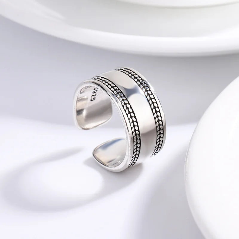 925 Sterling Silver Smooth Surface Adjustable Rings For Women Vintage Female Jewelry Wholesale