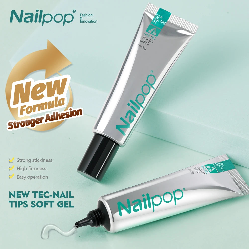 Pro Soft Nail Tips Gel Glue 20g Adhesive Fake Nails Long Lasting Soak Off UV Gel Nail Polish Manicure Products for Nails