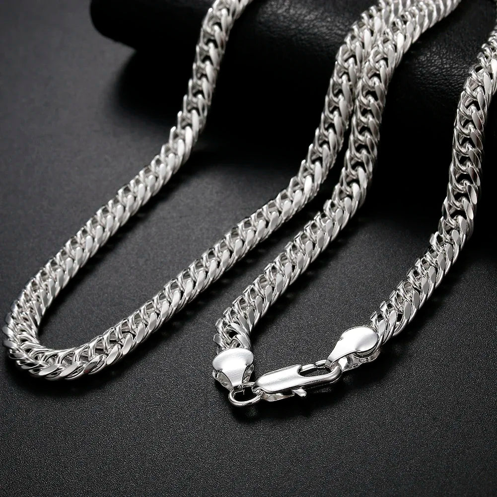 6MM chain 925 Sterling Silver Necklaces for Women Men Charm fashion Jewelry wedding Party Holiday gift 45-60cm