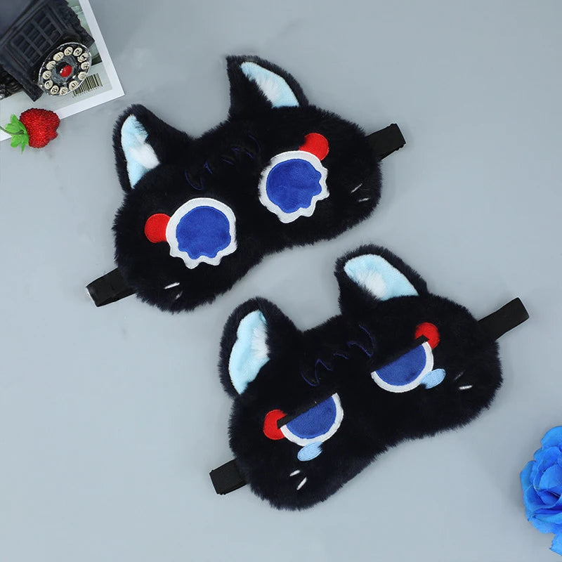 Game Scaramouche Cat Sleep Mask Cosplay Impact Wanderer Kawaii Plush Cats Cartoon Blindfold Soft Wearing Friends Xmas Gifts