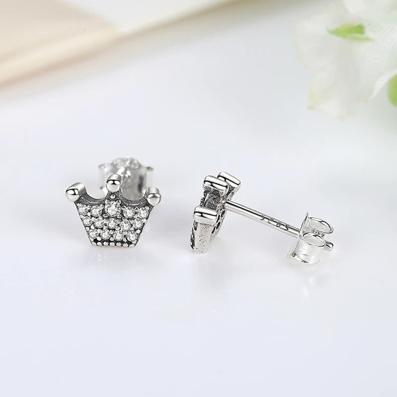 Original 925 Sterling Silver Earrings Infinity Love Heart Piercing Crystals Stud Earings For Women Birthday Gift Luxury Jewelry