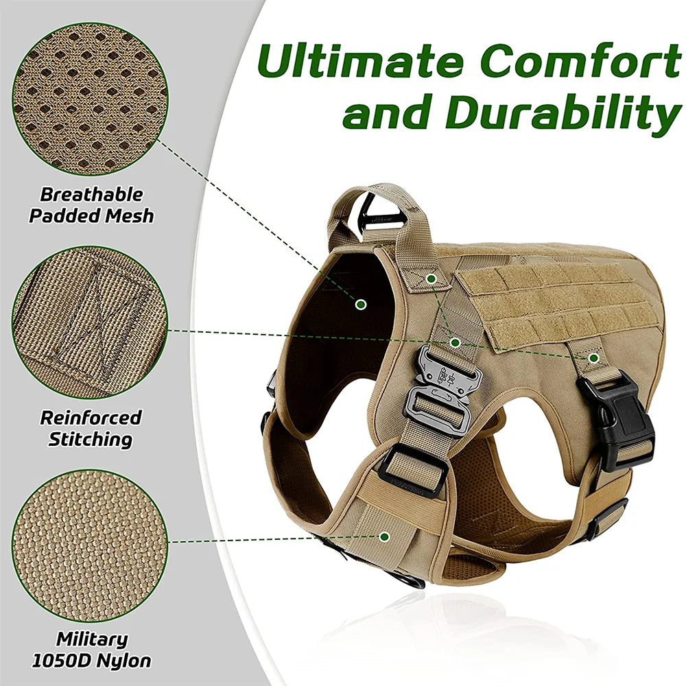 Tactical Dog Harness and Leash Set Buckle Quick Release Vest for Large Dogs K9 German Shepherd Training Dog Accessories