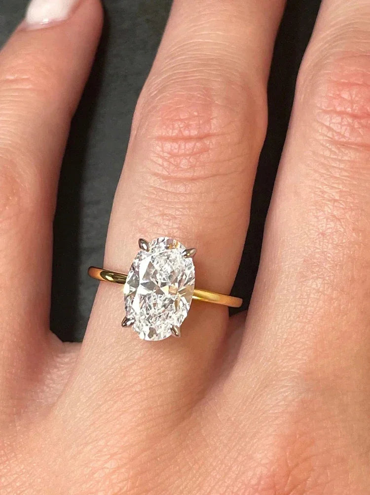 925 Sterling Silver 1-8CT Zircon Oval Stone Ring For Women Engagement Wedding Luxury High Quality Fine Jewelry