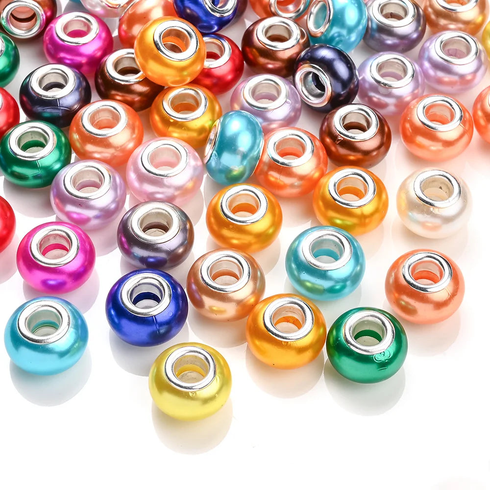 100 x 9x14mm Charms Beads Circle Big Hole European Bracelet