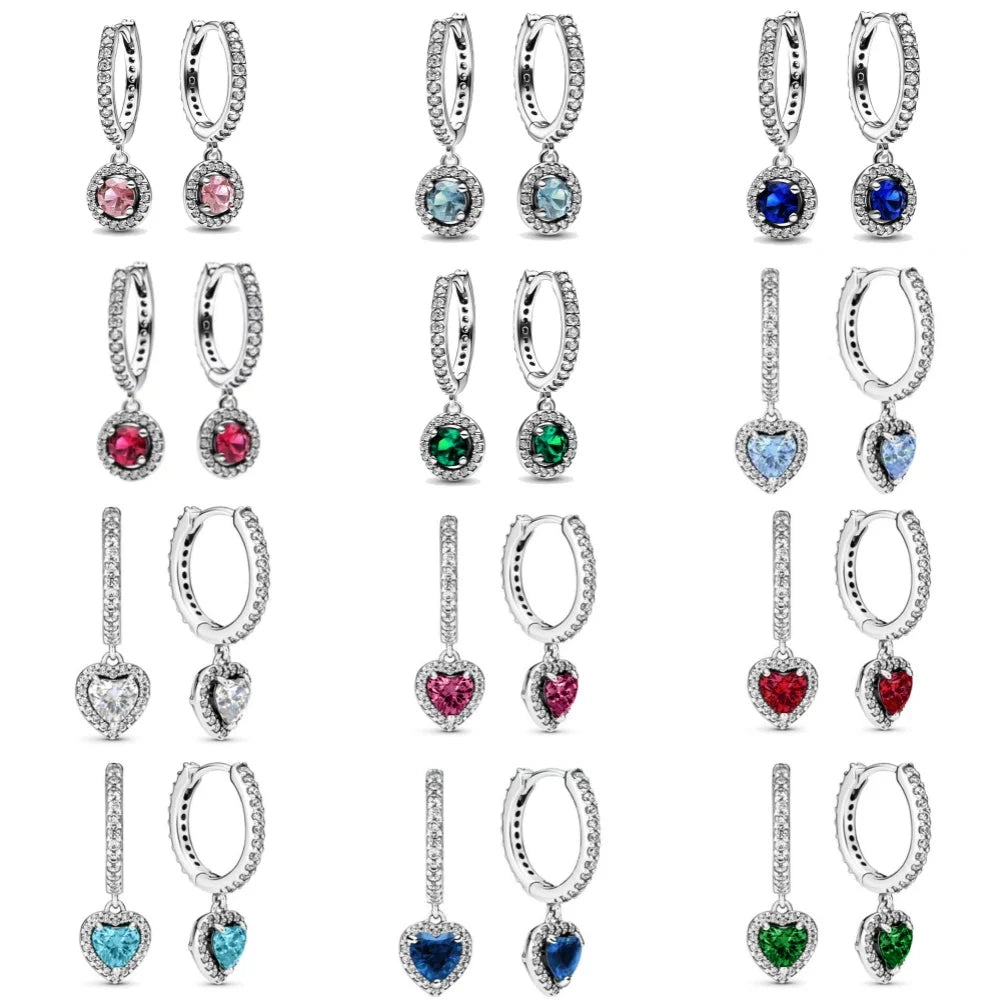 2024 Valentine's Day 925 Silver Earrings Pink Round Sparkling Earrings Exquisite Jewelry Ladies