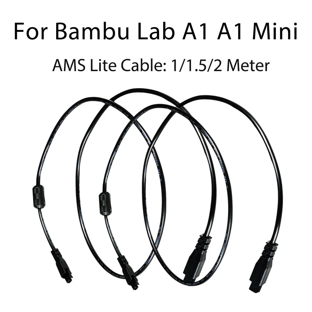 For Bambu Lab AMS Lite Extension Cable with Magnetic Ring Filter 1M/1.5/2M 4pin Cables Bambulab A1 A1mini 3D Printer Accessories