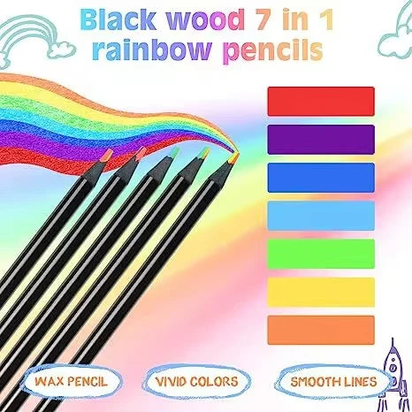 12Pcs Rainbow Colour Pencils for Kids, Concentric Gradient Crayons, Art Painting, Drawing Stationery 3mm 7 Colors
