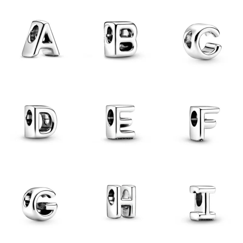 26 English Letters Combined Freely Beads For Pandora DIY Charms Bracelet Keychain Jewelry Accessories Gifts