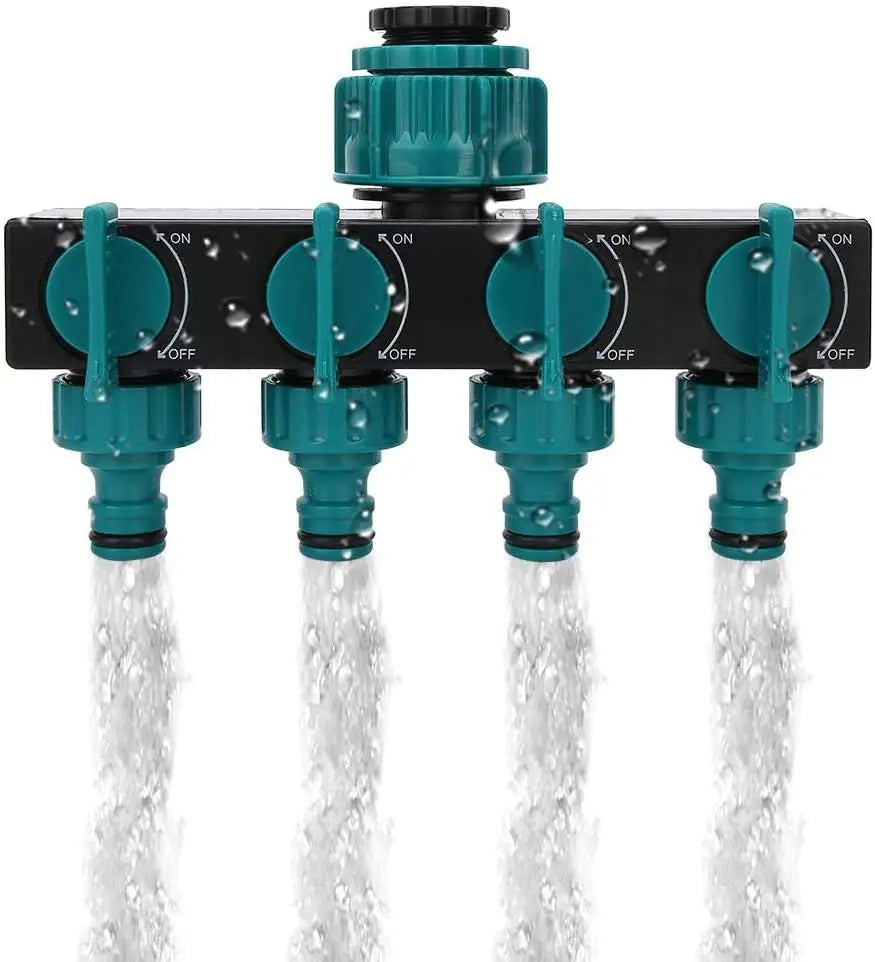 4-Way Water Splitters 1" to 3/4" to 1/2" Thread European Standard Thread Garden Irrigation Watering Connector Fittings Valve