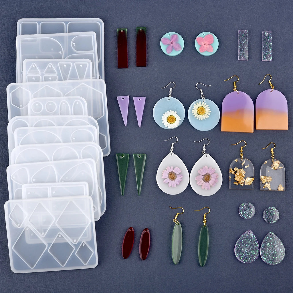 Geometric Earring Pendant Silicone Mold Round Epoxy Resin Mould For DIY Ornaments Keychain Necklace Charms Epoxy Resin Crafts