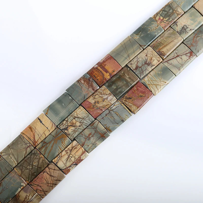 One Strand Natural Multi-Color Picasso Jasper Gem Stone Beads For Jewelry Making Square Loose Spacer Beads DIY Accessorie
