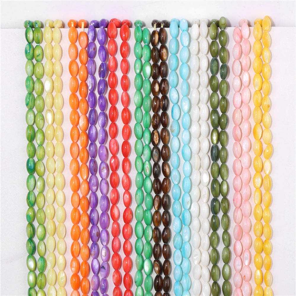 5x9mm Oval Rice Shape Shell Beads Colorful Mother of Pearl Loose Spacer Beads for Jewelry Making DIY Bracelet Necklace Wholesale