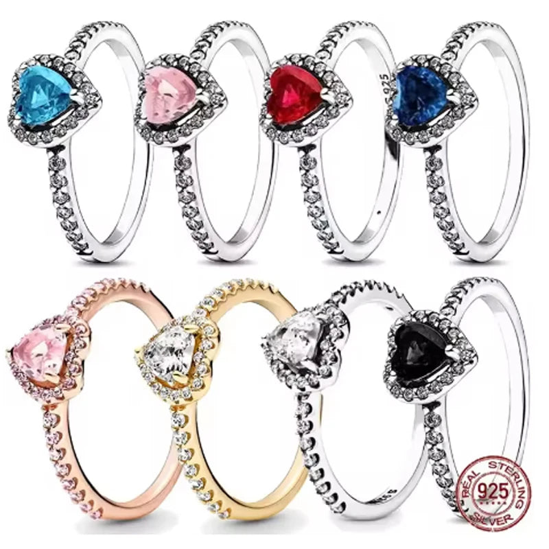 Sterling silver exquisite heart-shaped sparkling ring classic jewelry Christmas gift to family