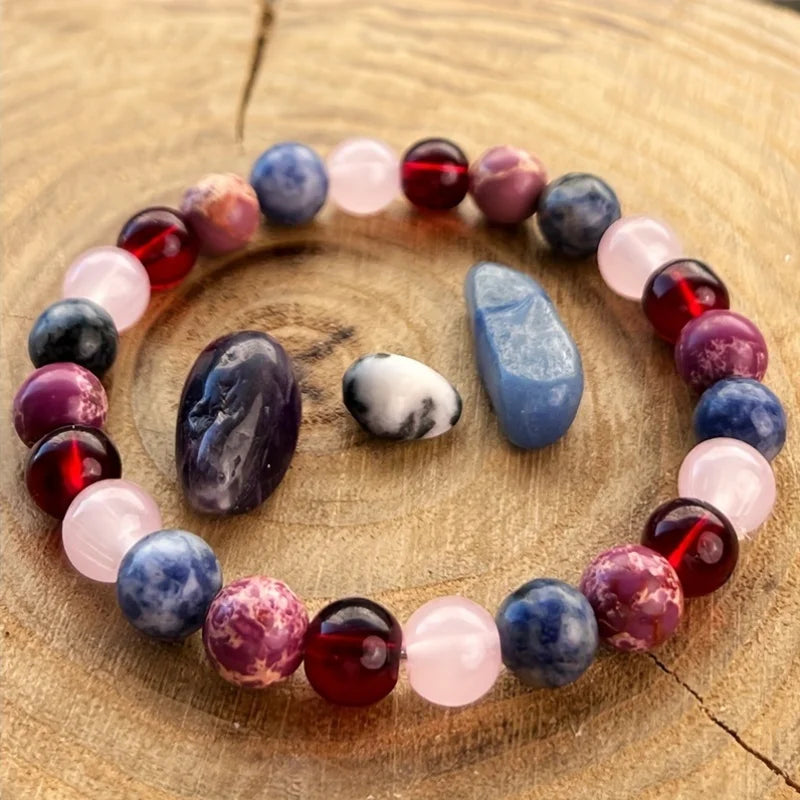 1pc/love bracelet multi-color natural stone attracts good luck and love 8mm imperial stone, lapis lazuli with beautiful meaning