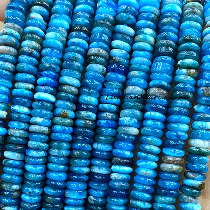 2x6MM Flat Abacus Natural Stone AA Apatite Loose Rondelle Spacer Beads for Jewelry Making Diy Bracelet Charms Accessories 15''