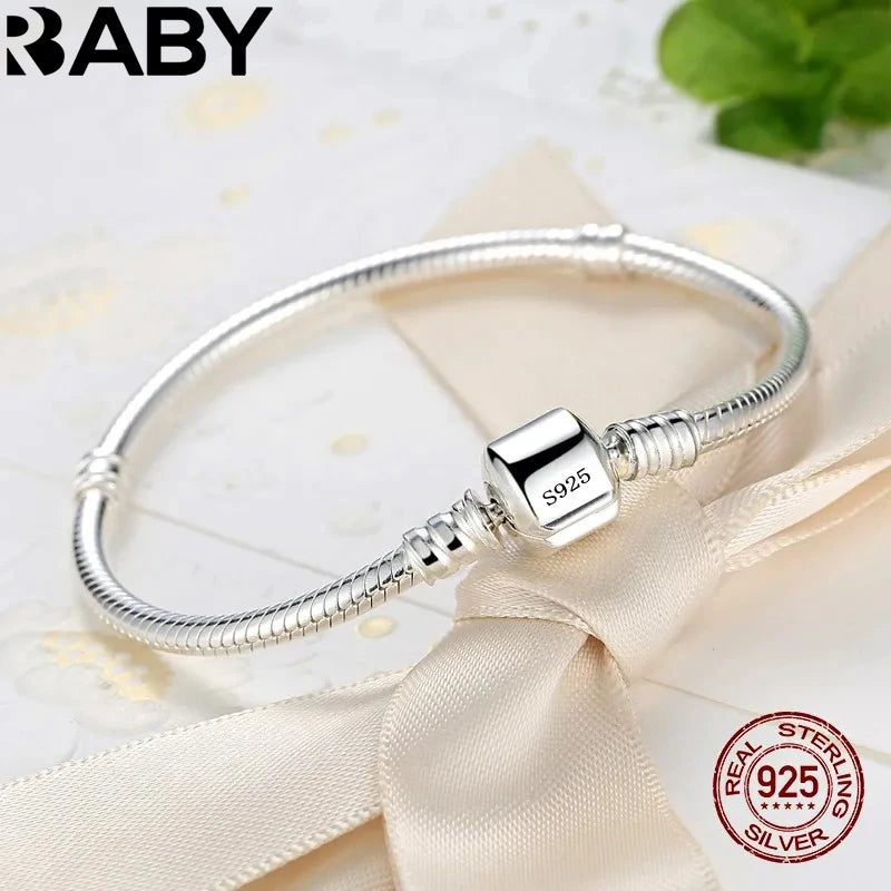 925 Sterling Silver Charm European Bracelet Soft Smooth Snake Bone Bracelets for Women