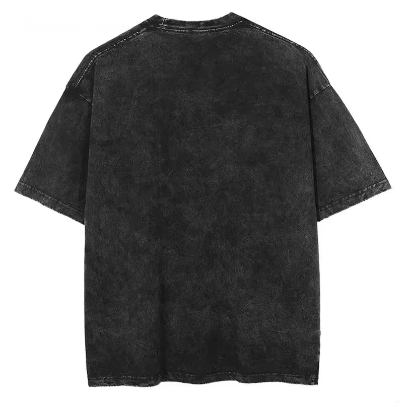 Washed Berserk Cotton Mens Vintage Japan Anime Oversize Shirts Streetwear Harajuku Summer Short Sleeve TShirt Loose Cotton Tops