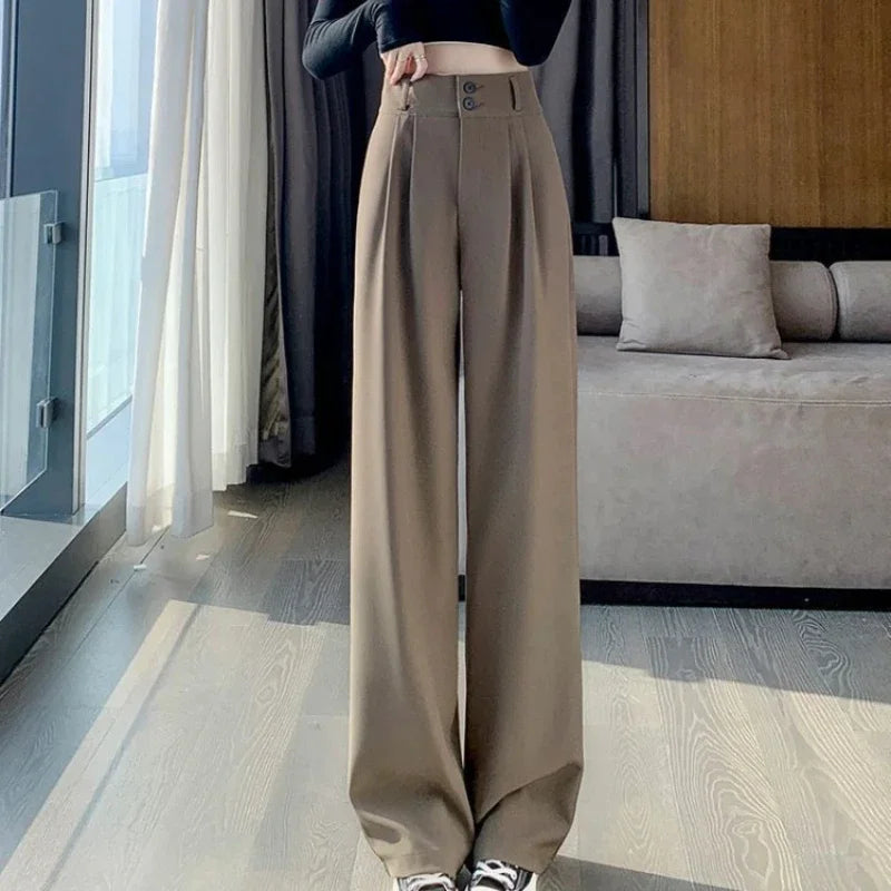 Wide Leg Pants High Waist Black Baggy Pants Office Ladies Fashion Loose Suit Trousers Streetwear 2024