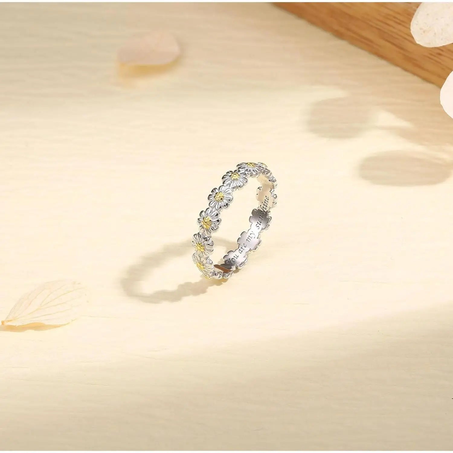 Daisy Ring S925 Solid Sterling Silver Stylish Ring Flower Rings Jewelry Statement Dainty Wedding Band