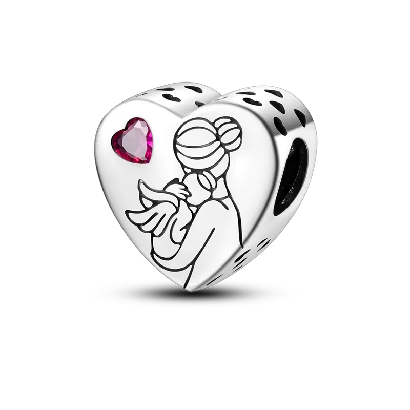 925 Sterling Silver Charm Bead Mum Love Happy Family Dangle Fit Original Bangle Bracelet Necklace DIY Jewelry