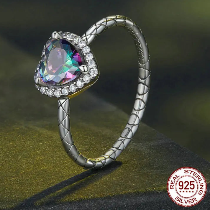Bamoer 925 Sterling Silver Vintage Heart Ring Retro Snake Pattern Adjustable Ring for Women Party Fine Jewelry Gift