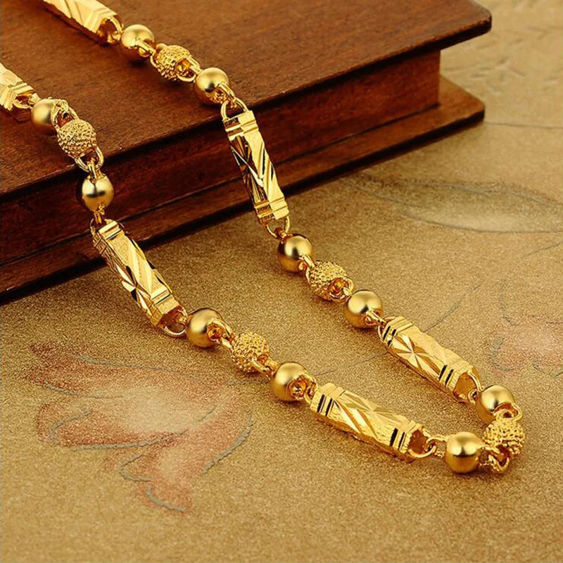 plated 18K Gold Necklace Hexagonal Buddha Bamboo Chain Exquisite Jewelry Clavicle Necklace Birthday Gift
