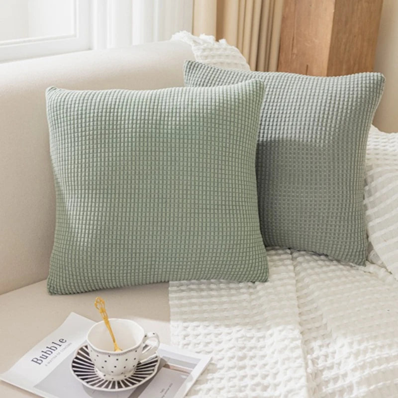 Pack of 2 40x40-70x70 Solid Color Jacquard Cushion Cover for Sofa Office Waist Cushion Cover Home Decorative Pillowcase Decoration