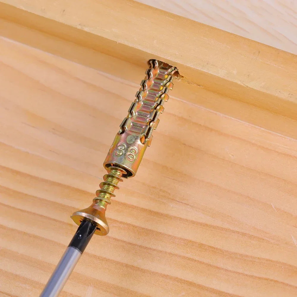 50/10Sets Metal Expansion Tube Pipe Serrated Thorny Self Tapping Screws Drilling Plug for Concrete Wall Bolt Anchors Fasteners