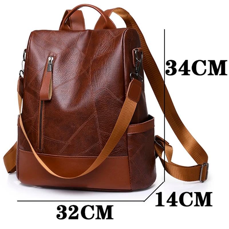 Backpack Designer High Quality Soft Pu Leather Simple Fashion Backpack Large Capacity Antitheft Shoulder Bags