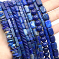 Natural Lapis Lazuli Round Tube Faceted Loose Spacer Stone Beads For Jewelry Making DIY Handmade Bracelets Necklace Accessories