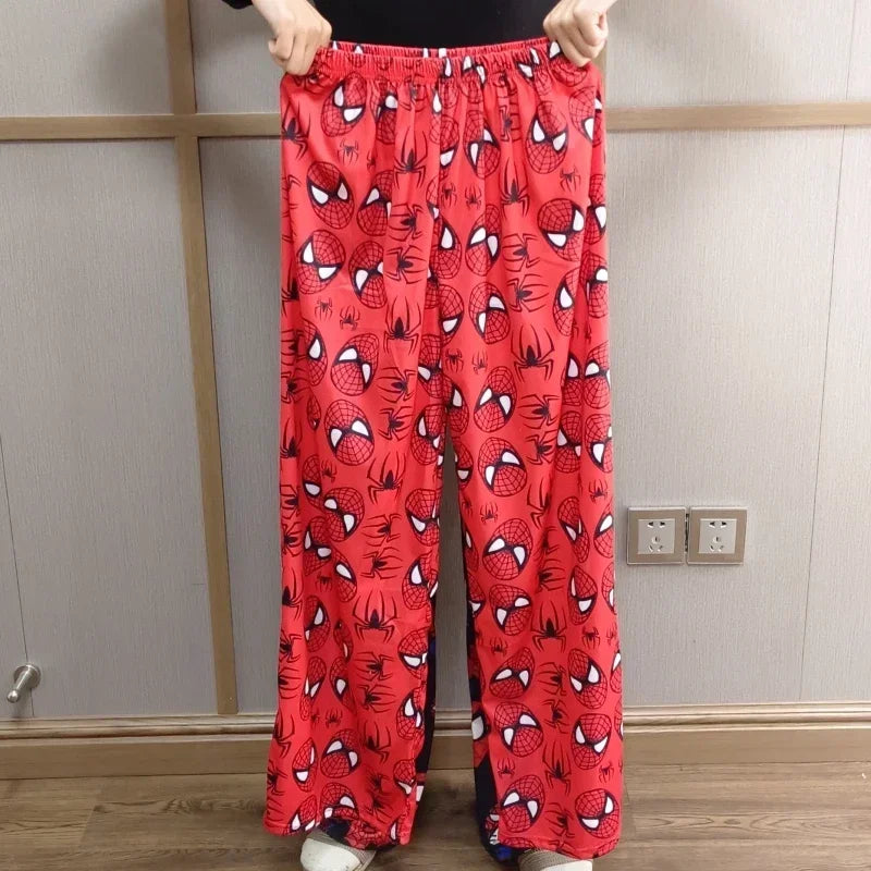 Spider Man Pajama Pant Anime Cartoon Print Loose Trousers Women Men Sleep Bottoms Room Wear Girl Sleep Home Long Thin Pant Gift