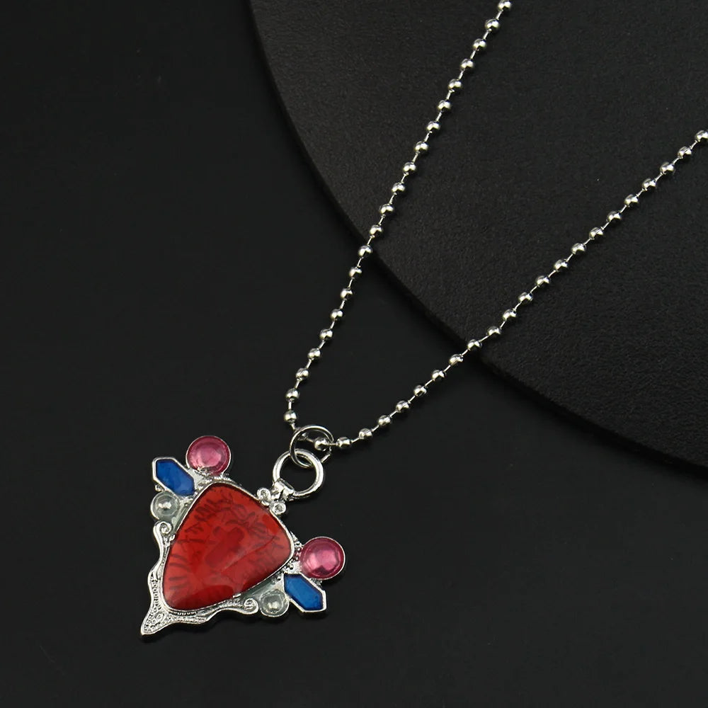 Jojo Bizarre Adventure Red Crystal Necklace Aja Cosplay Alloy Pendant Jewelry for Fans Gifts Fashion Accessories