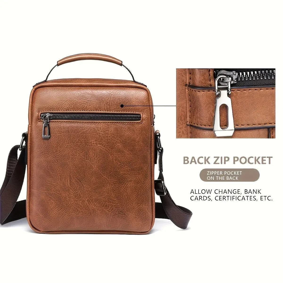 Shoulder Bag for 9.7" iPad Men PU Leather Flaps Men's Crossbody Bags Business Flap Male Solid Messenger Bag Travel Bag