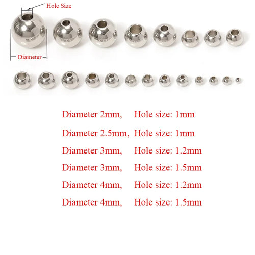 100pcs 2-4mm High Quality Stainless Steel Beads For Jewelry Making DIY Loose Spacer Metal Beads Ball for Bracelets Components
