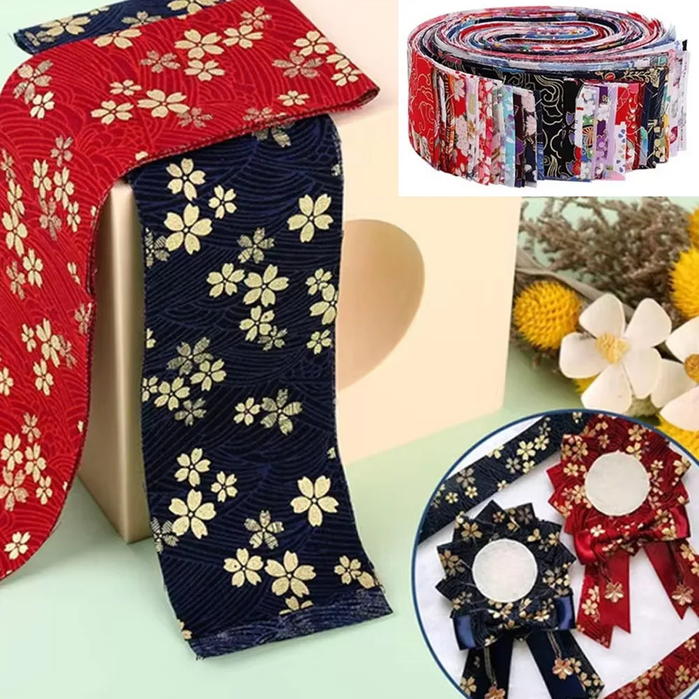 40Pcs Floral Cotton Fabric Patchwork Roll Fabric Jelly Fat Quarters Fabric Strips For Quilting Sewing DIY & Quilt Beginners 6.5 X 25cm