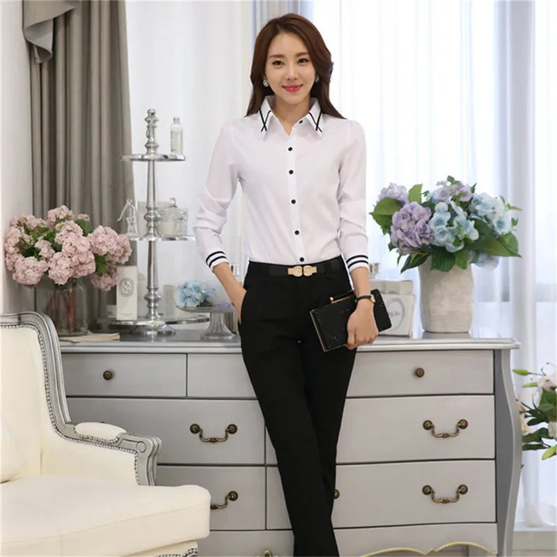 Korean Shirts White Shirt Women Long Sleeve Tops Office Basic Shirt Blouses Blouse Spring Autumn