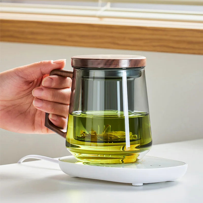 Glass Tea Cup With Wood Handle Chinese Heat Resistant Puer Filter Cups High Quality And Convenient Kung Fu Tea Cup Set