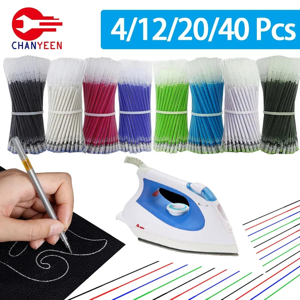 4-40Pcs Disappearing Fabric Marker Pen Erasable Refill Pens For Patchwork Fabric PU Leather Mark Sewing Tools