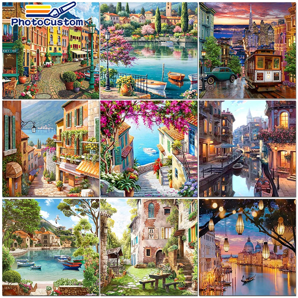 Paint By Numbers Pictures For Adults On Canvas City Landscape Colouring Drawing Oil Paintings By Number Home Decor