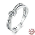 Bamoer Real 925 Sterling Silver Vintage Knot Band Rings For Women Retro Clear CZ Wedding Ring Bezel Fine Jewelry Gift Making