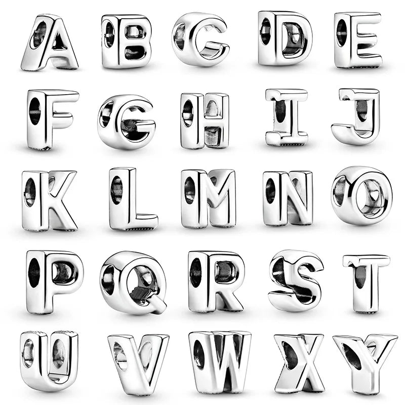 26 English Letters Combined Freely Beads For Pandora DIY Charms Bracelet Keychain Jewelry Accessories Gifts