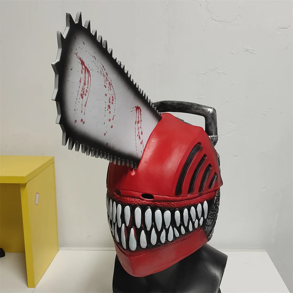 Chainsaw Mask For Men Cosplay Anime Costumes Chainsaw Man Role Saw Latex Helmet Halloween Props Accessories For Adult Gift