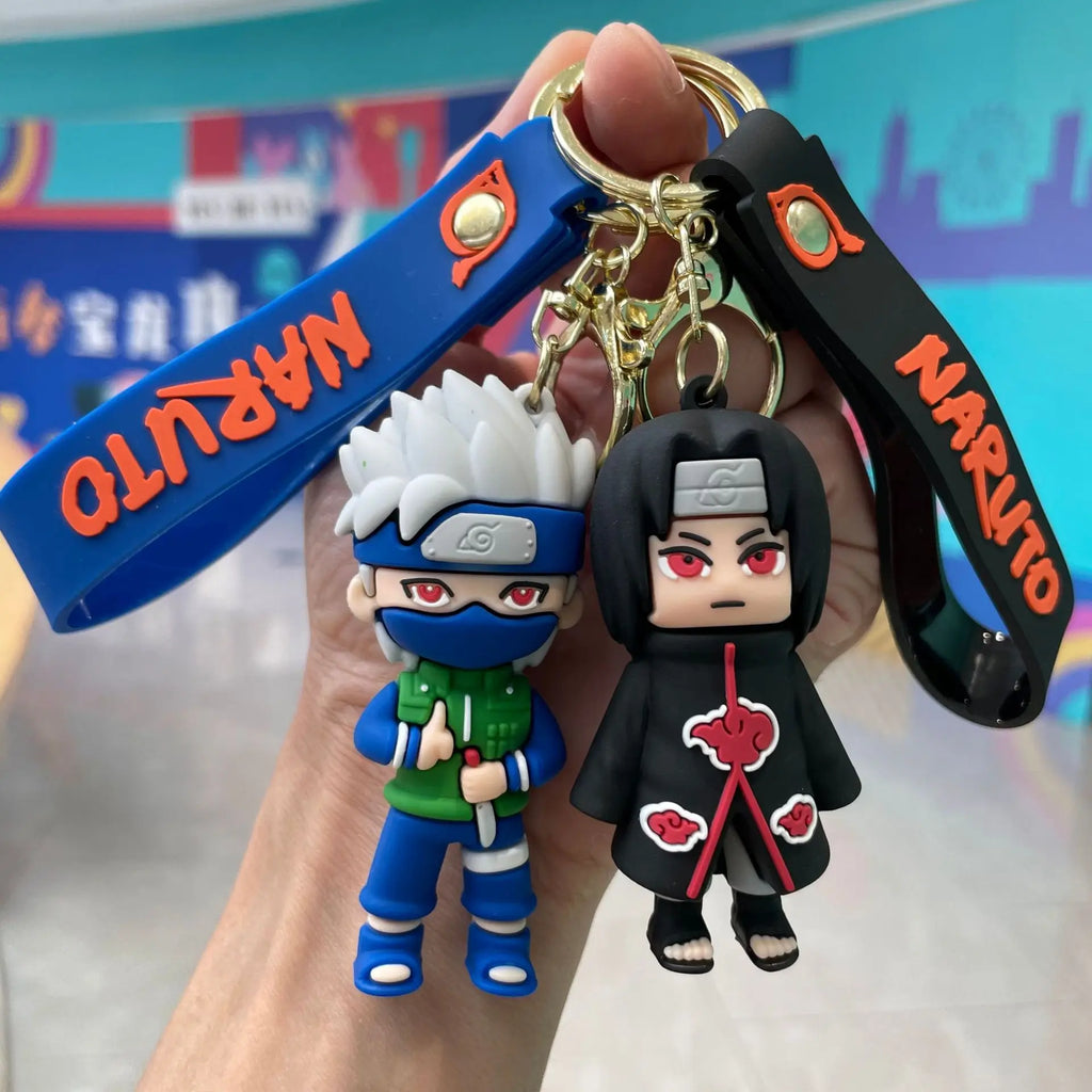 Naruto Keychain Anime Figure Haruno Sakura Hatake Kakashi Gaara Uzumaki Naruto PVC Pendant key Rings for Kids Birthday Toy Gift