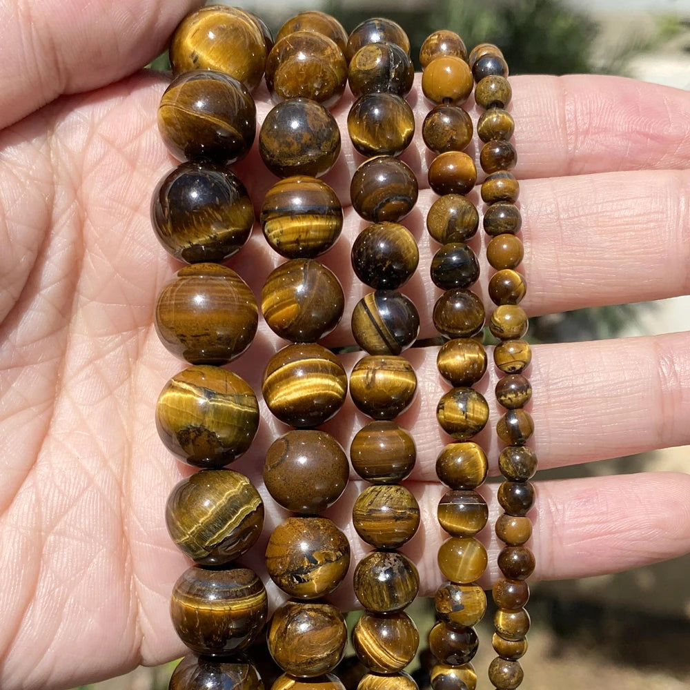 Natural Stone Beads 4/6/8/10mm Lava Amazonite Amethyst Jade Round Charms Loose Beads for Jewelry Making DIY Bracelet Accessories