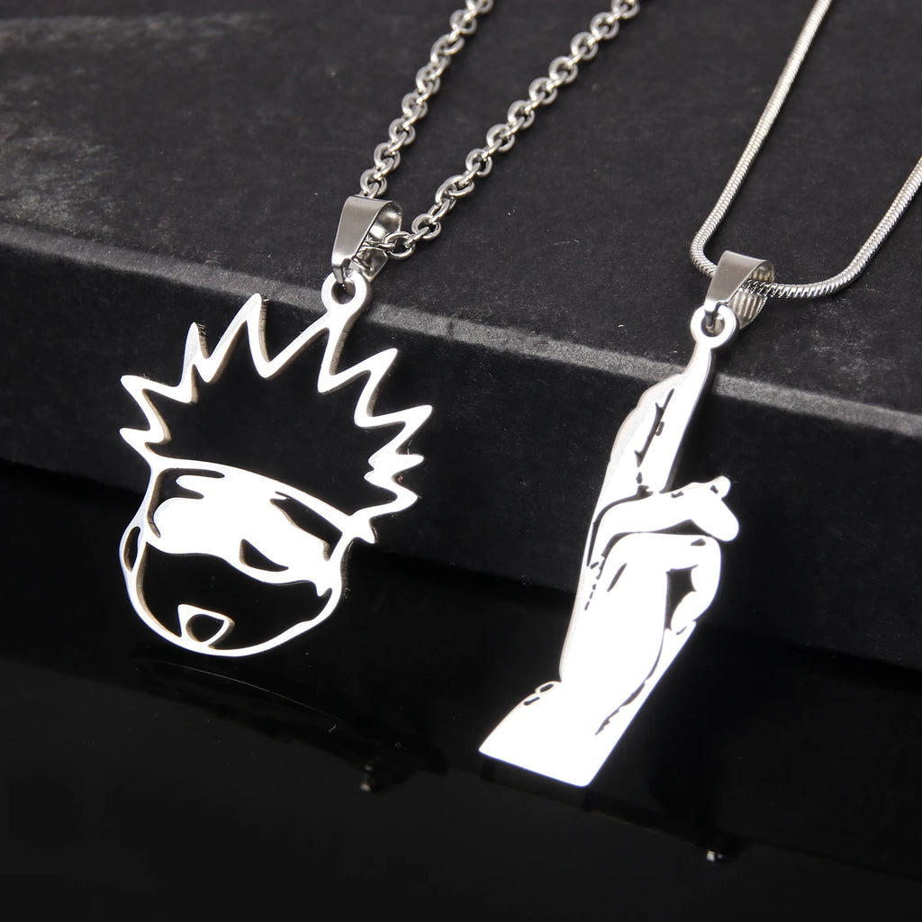 Anime Jujutsu Kaisen Necklace Gojo Satoru Cute Cat High School Emblem Logo Pendant Necklaces for Women Men Jewelry Accessories