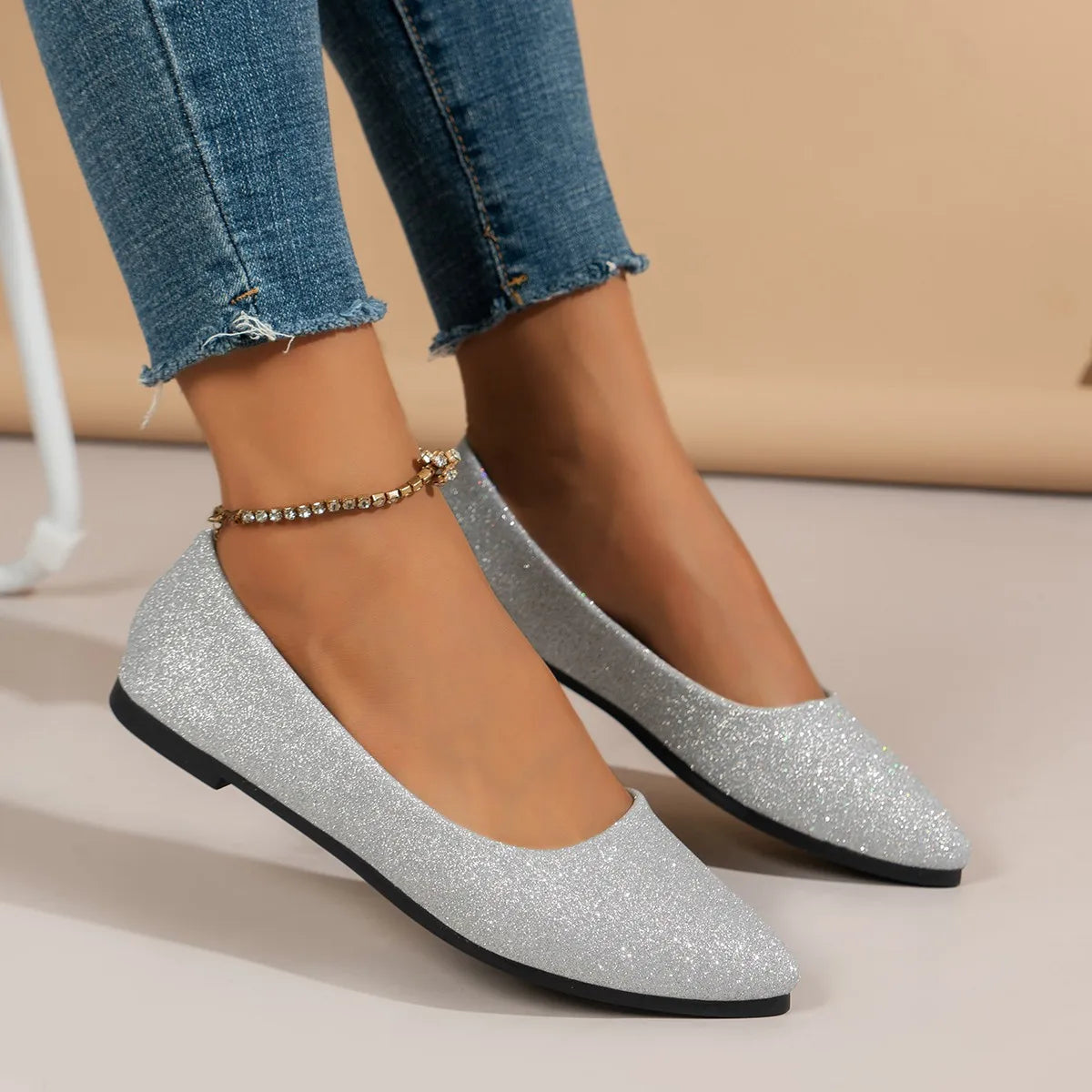 Womens Pointed Toe Beautiful and Fashion Summer Shoes Flat Ballerina Comfortable Casual Women Shoes