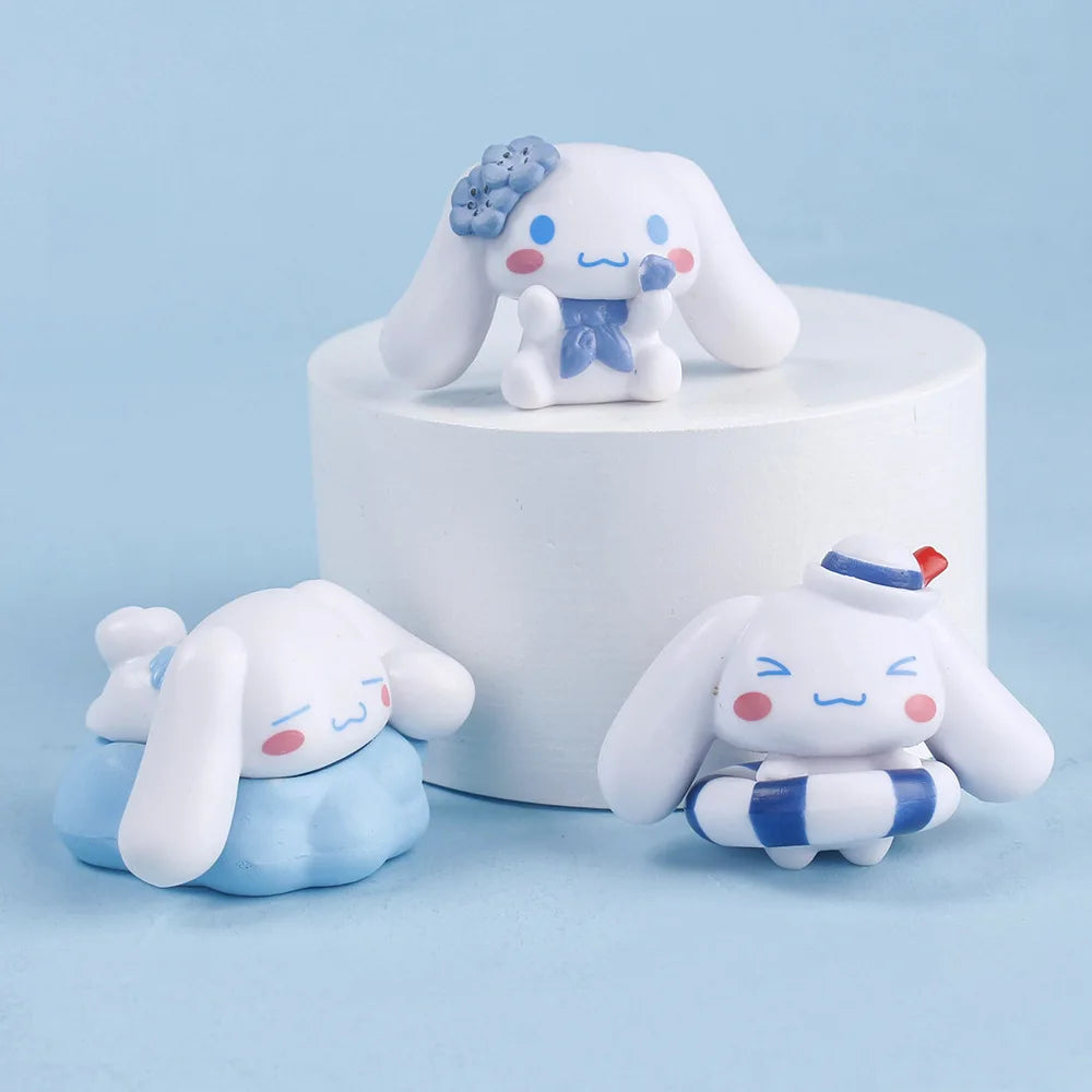 New 5pcs Sanrio Cinnamoroll Toys Action Anime Figures Cinnamoroll Set  Kawaii Tabletop Decoration Room Ornament Kids Gifts