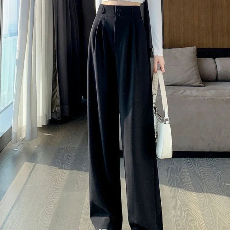 Wide Leg Pants High Waist Black Baggy Pants Office Ladies Fashion Loose Suit Trousers Streetwear 2024